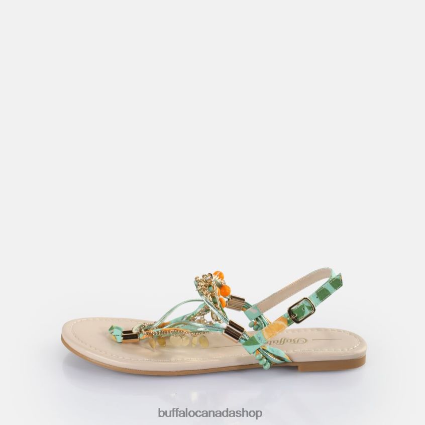 Capri Vacay Sandals vegan Green/Orange Buffalo ZL64TZ178 |Sandals