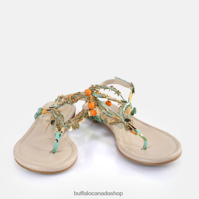 Capri Vacay Sandals vegan Green/Orange Buffalo ZL64TZ178 |Sandals