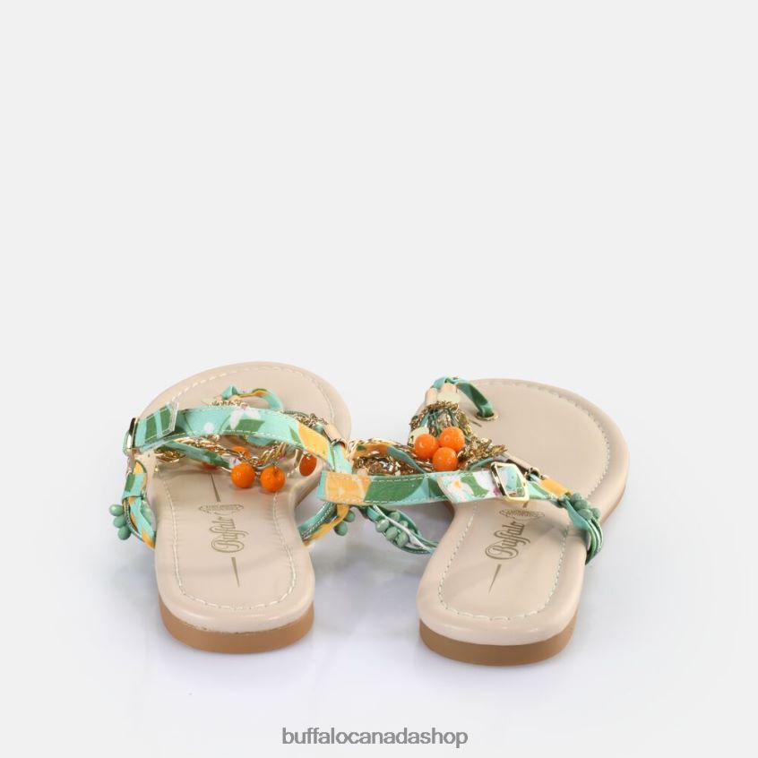 Capri Vacay Sandals vegan Green/Orange Buffalo ZL64TZ178 |Sandals