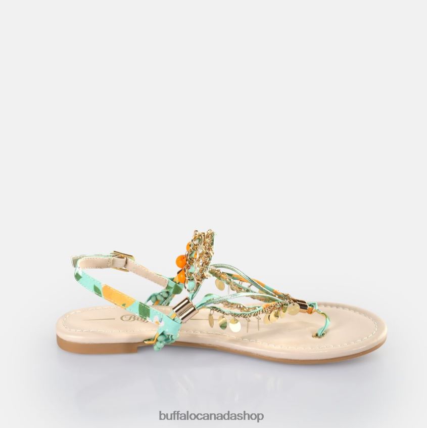 Capri Vacay Sandals vegan Green/Orange Buffalo ZL64TZ178 |Sandals