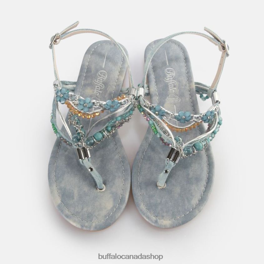 Capri Vacay Sandals vegan Jeans/Aqua Blue Buffalo ZL64TZ179 |Sandals