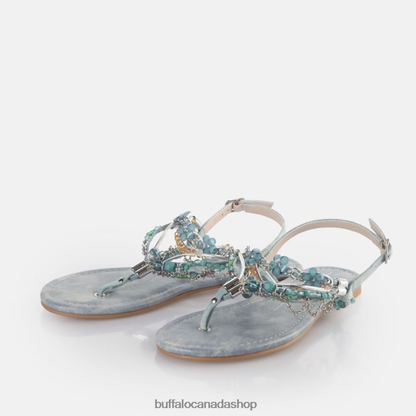 Capri Vacay Sandals vegan Jeans/Aqua Blue Buffalo ZL64TZ179 |Sandals