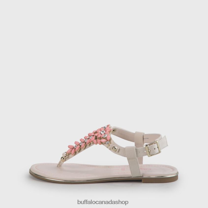 Rosalie vegan flat sandals suede look Beige/Coral Buffalo ZL64TZ340 |Sandals