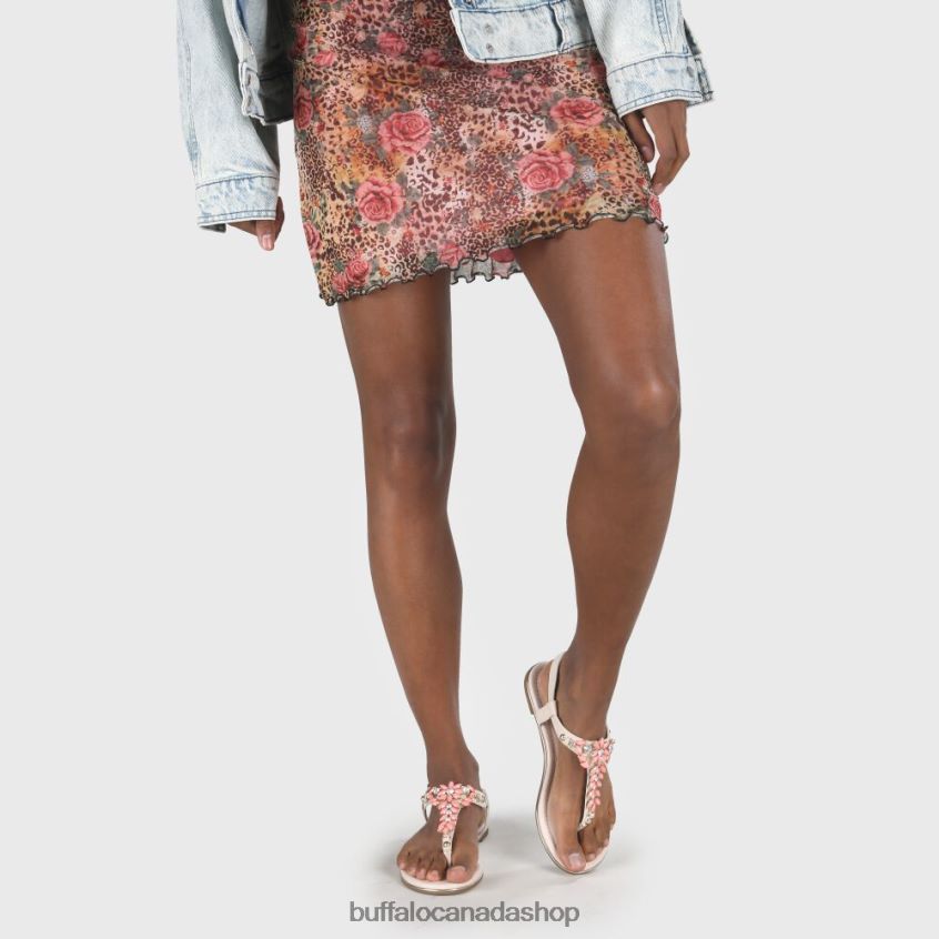 Rosalie vegan flat sandals suede look Beige/Coral Buffalo ZL64TZ340 |Sandals