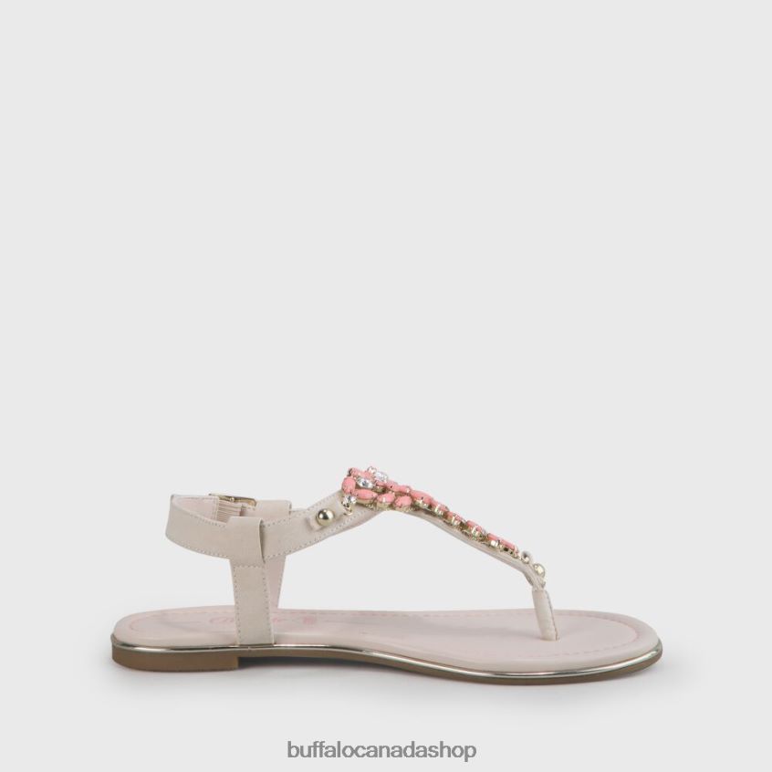 Rosalie vegan flat sandals suede look Beige/Coral Buffalo ZL64TZ340 |Sandals