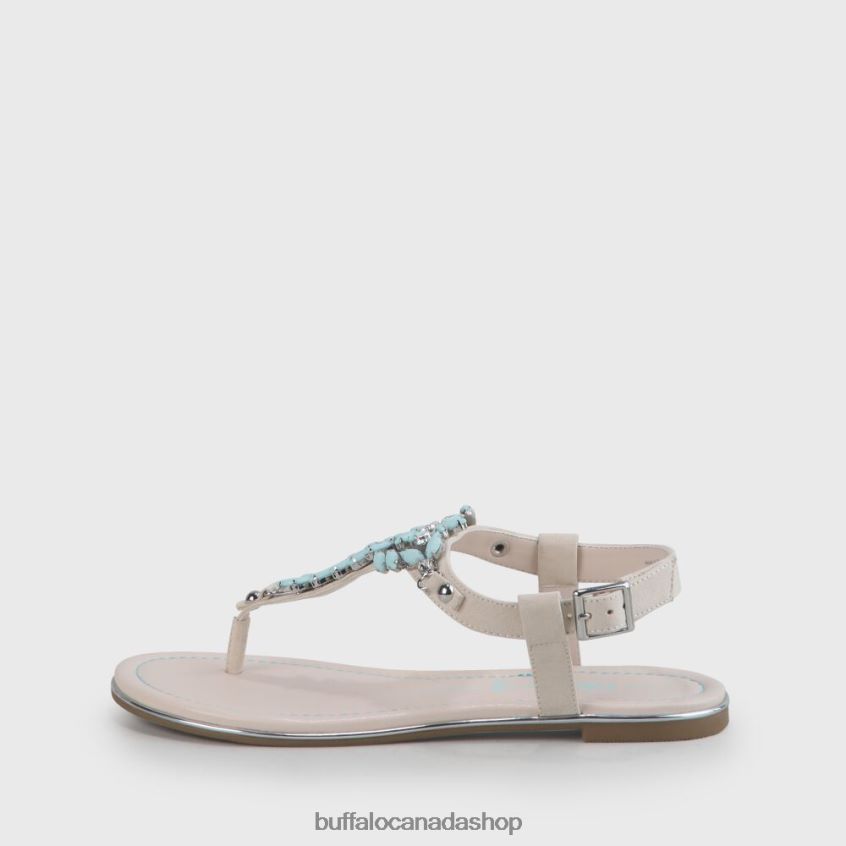 Rosalie vegan flat sandals suede look Beige/Light Green Buffalo ZL64TZ341 |Sandals