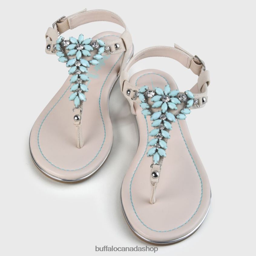 Rosalie vegan flat sandals suede look Beige/Light Green Buffalo ZL64TZ341 |Sandals