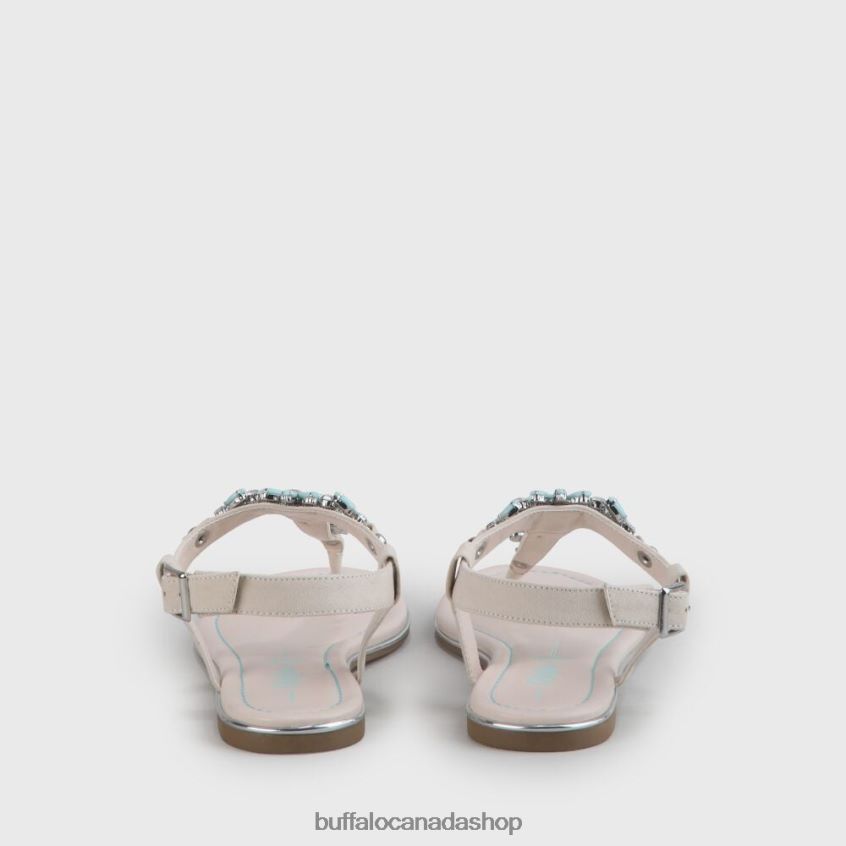 Rosalie vegan flat sandals suede look Beige/Light Green Buffalo ZL64TZ341 |Sandals