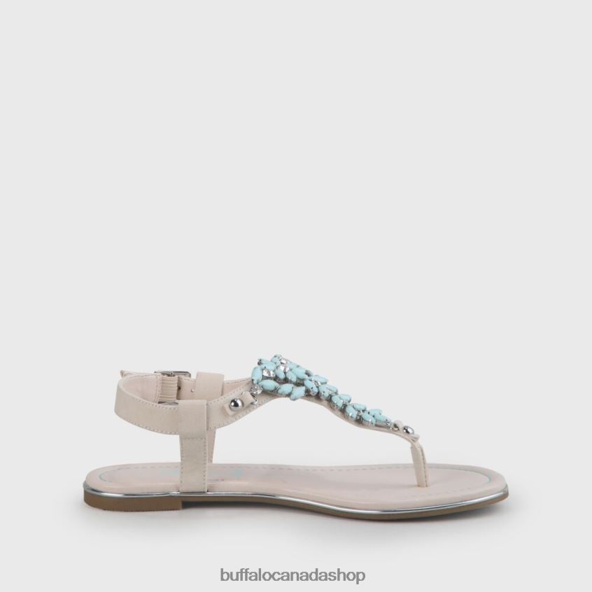 Rosalie vegan flat sandals suede look Beige/Light Green Buffalo ZL64TZ341 |Sandals