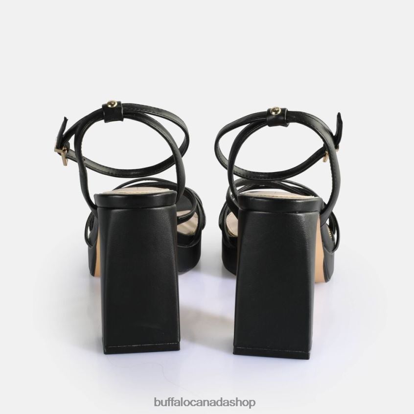 Cherry Cage Heeled Sandals vegan Black Buffalo ZL64TZ311 |Sandals