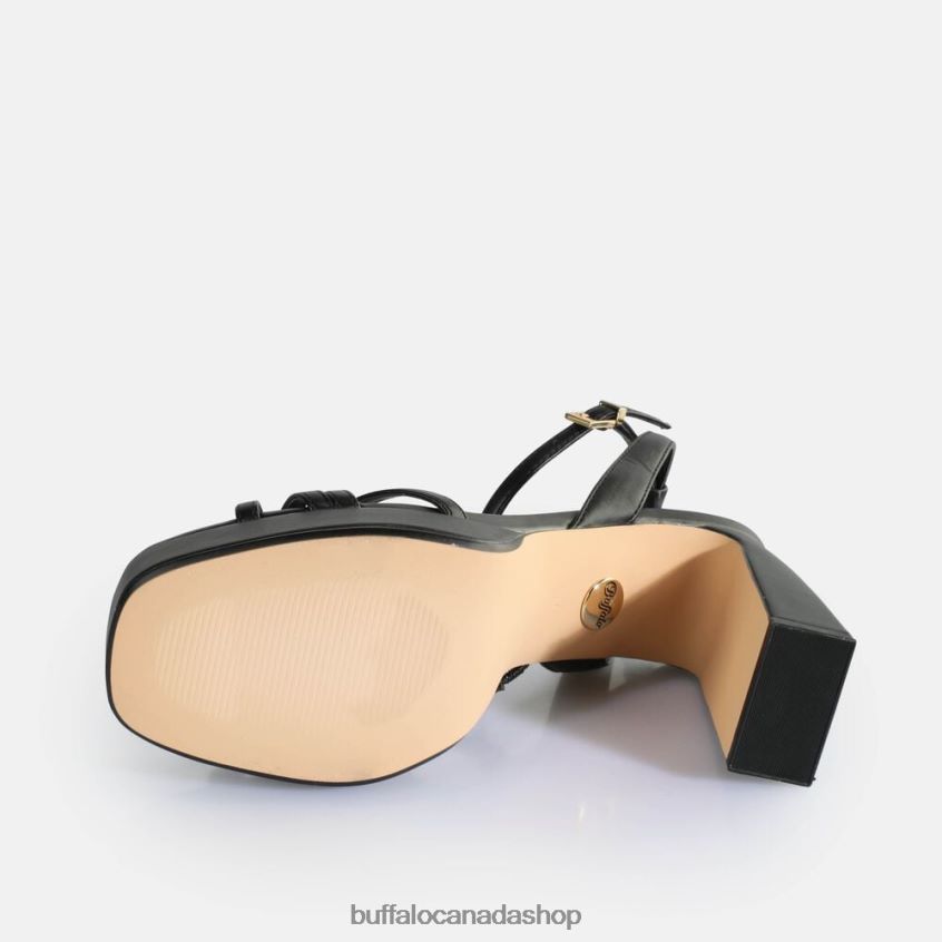 Cherry Cage Heeled Sandals vegan Black Buffalo ZL64TZ311 |Sandals