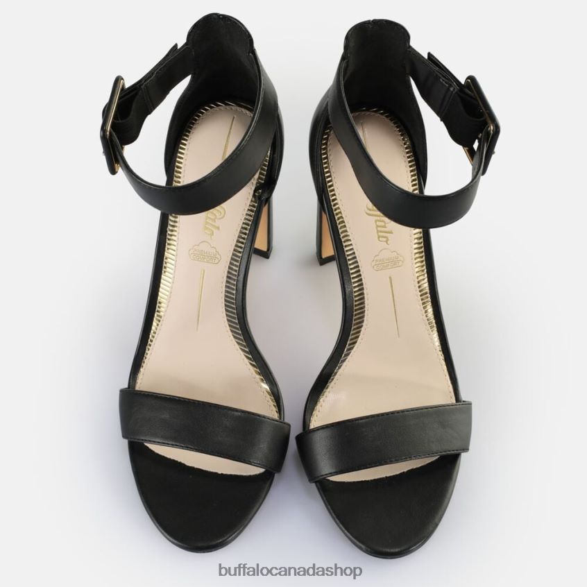 Jean Ankle Heeled Sandals vegan Black Buffalo ZL64TZ413 |Sandals