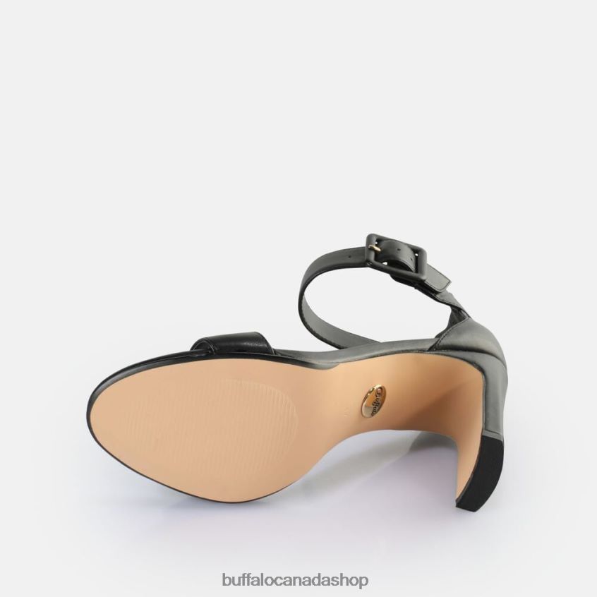 Jean Ankle Heeled Sandals vegan Black Buffalo ZL64TZ413 |Sandals