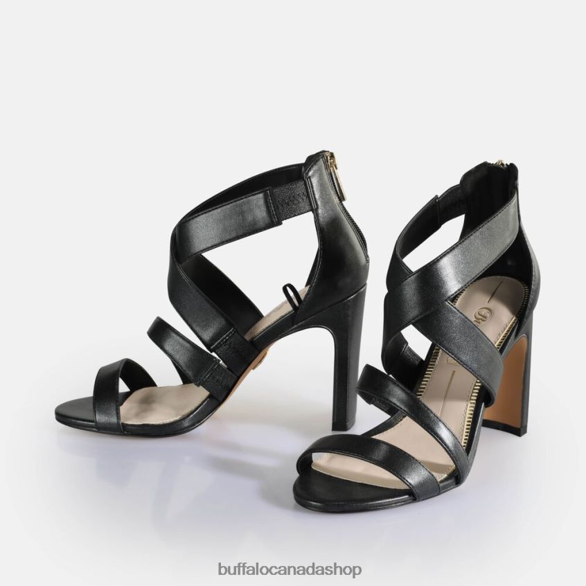 Jean Flow Heeled Sandals vegan Black Buffalo ZL64TZ192 |Sandals