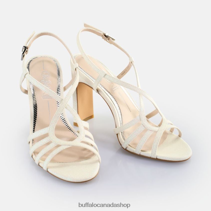 Jean Vamp Heeled Sandals vegan White Buffalo ZL64TZ605 |Sandals