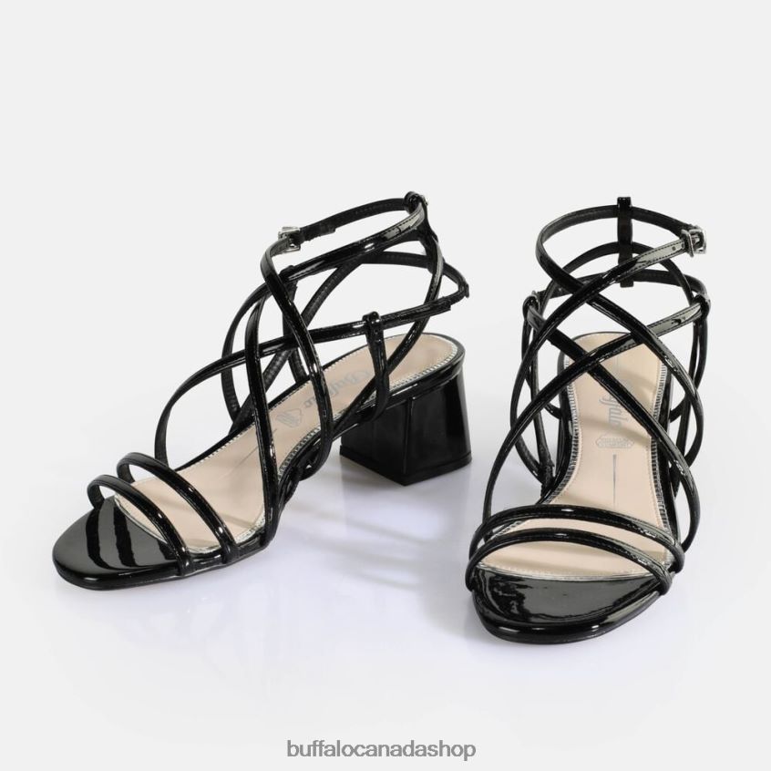 Lilly Cage Heeled Sandals vegan Black Buffalo ZL64TZ288 |Sandals