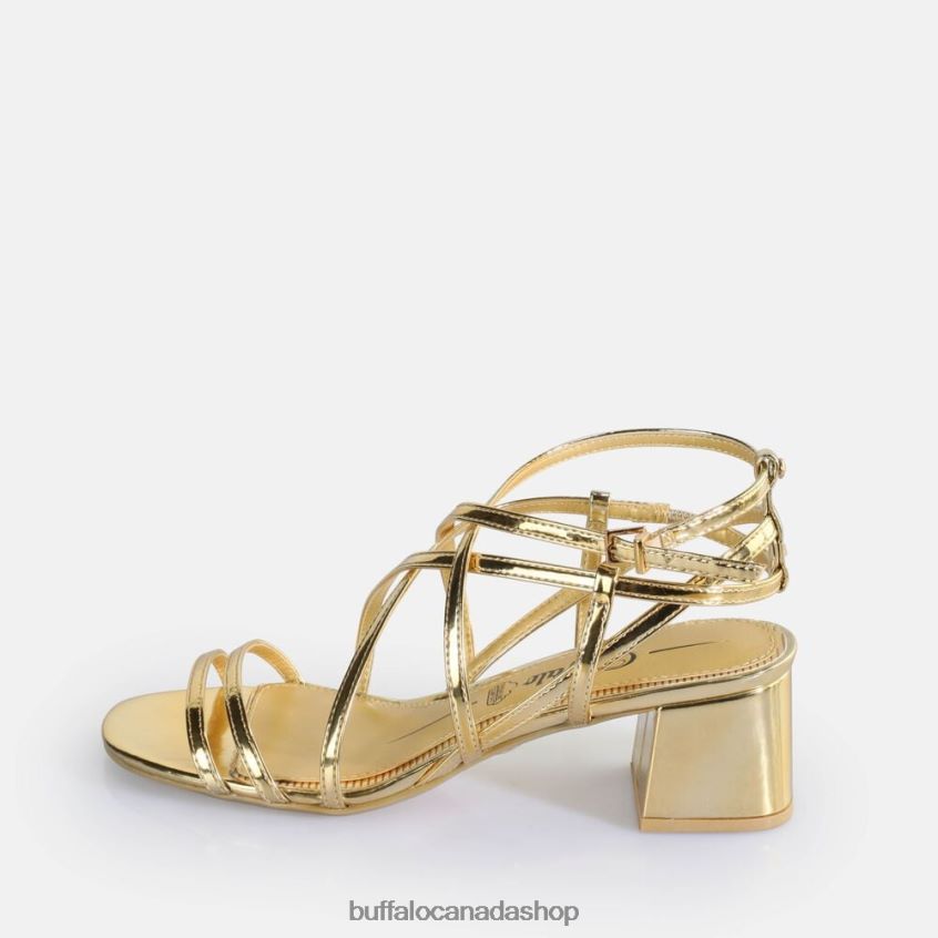 Lilly Cage Heeled Sandals vegan Gold Buffalo ZL64TZ290 |Sandals
