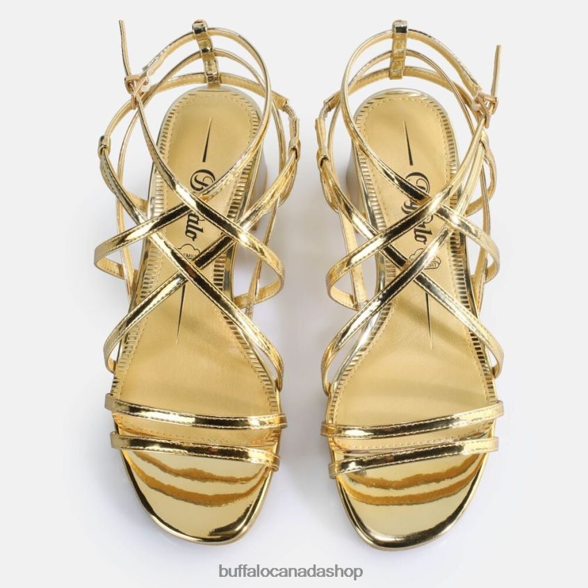 Lilly Cage Heeled Sandals vegan Gold Buffalo ZL64TZ290 |Sandals