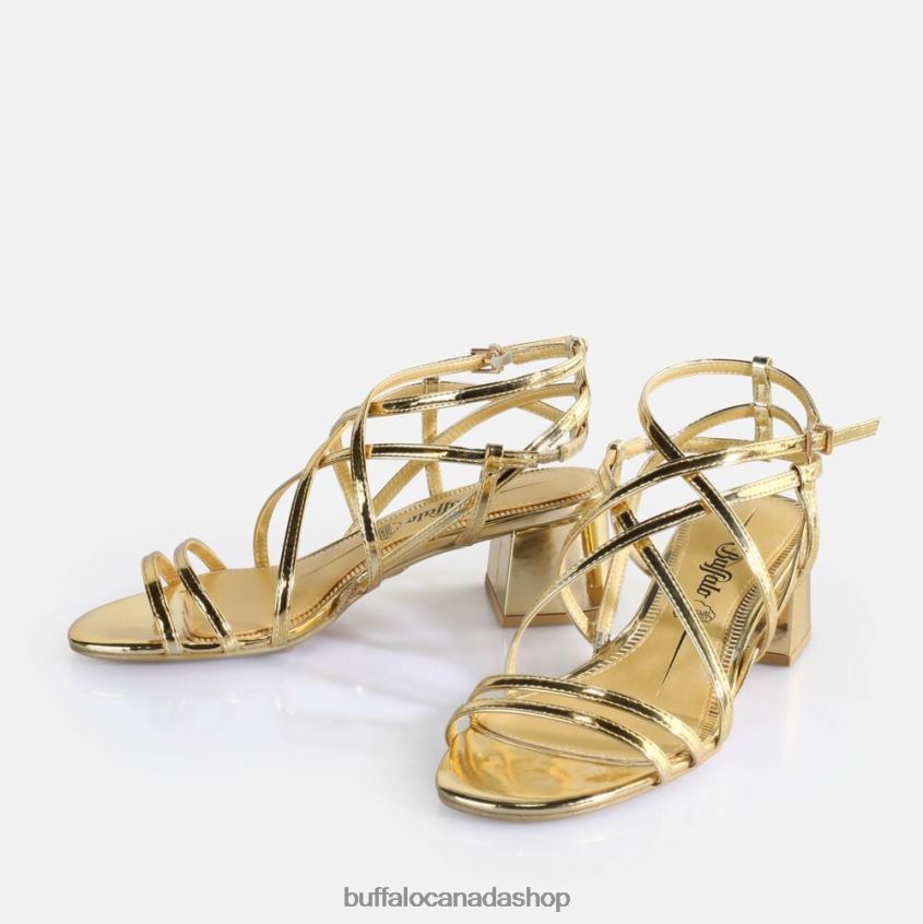 Lilly Cage Heeled Sandals vegan Gold Buffalo ZL64TZ290 |Sandals
