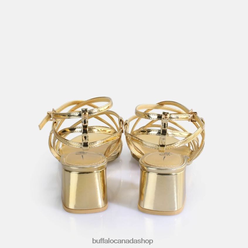 Lilly Cage Heeled Sandals vegan Gold Buffalo ZL64TZ290 |Sandals