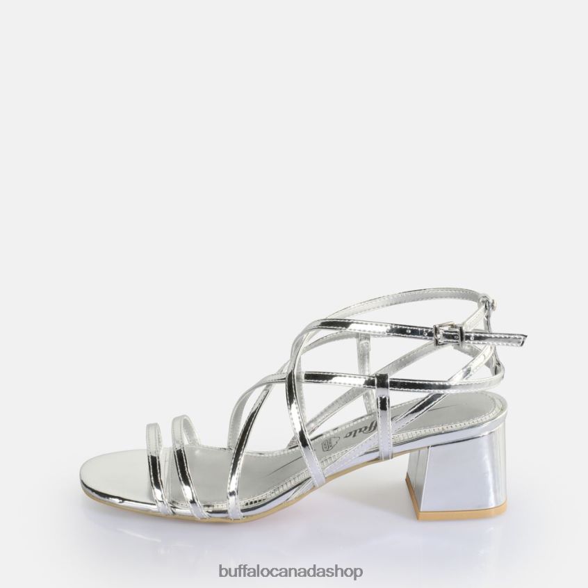 Lilly Cage Heeled Sandals vegan Silver Buffalo ZL64TZ289 |Sandals