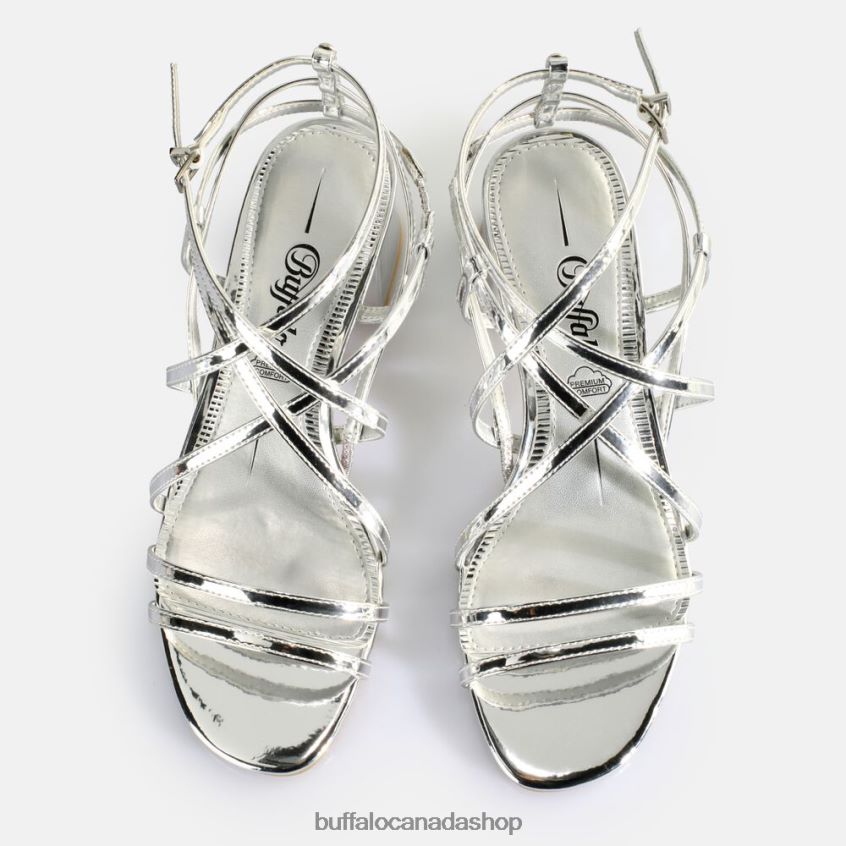 Lilly Cage Heeled Sandals vegan Silver Buffalo ZL64TZ289 |Sandals