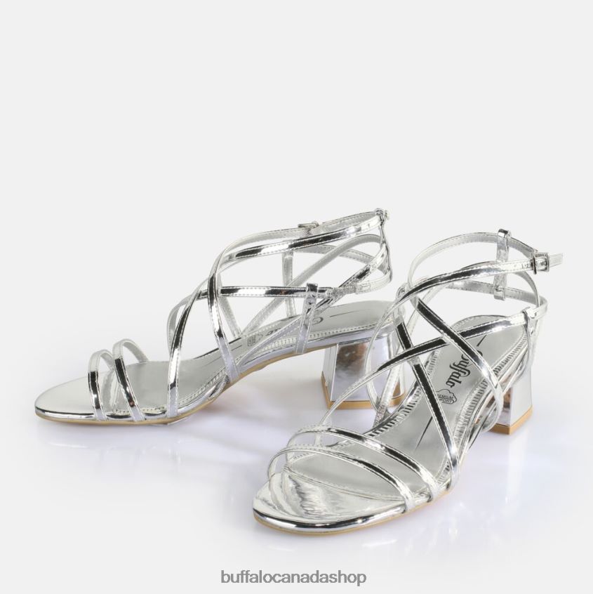 Lilly Cage Heeled Sandals vegan Silver Buffalo ZL64TZ289 |Sandals