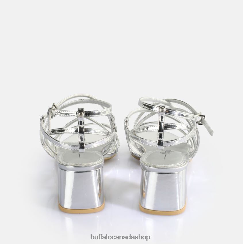 Lilly Cage Heeled Sandals vegan Silver Buffalo ZL64TZ289 |Sandals