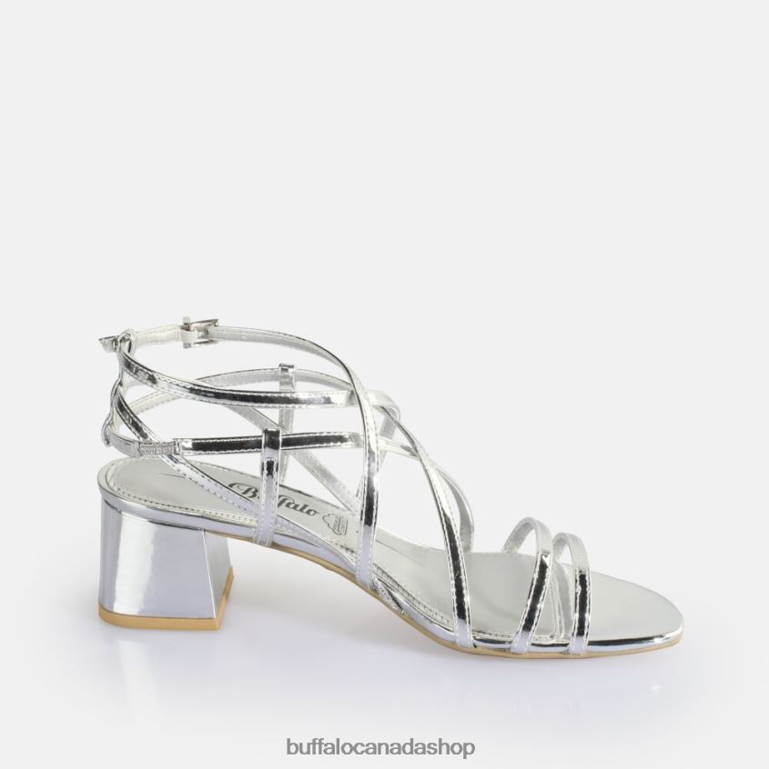Lilly Cage Heeled Sandals vegan Silver Buffalo ZL64TZ289 |Sandals