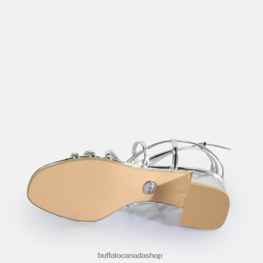 Lilly Cage Heeled Sandals vegan Silver Buffalo ZL64TZ289 |Sandals