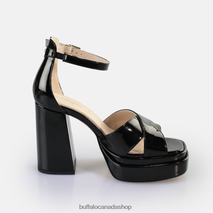 May Cross Heeled Sandals vegan Black Buffalo ZL64TZ526 |Sandals