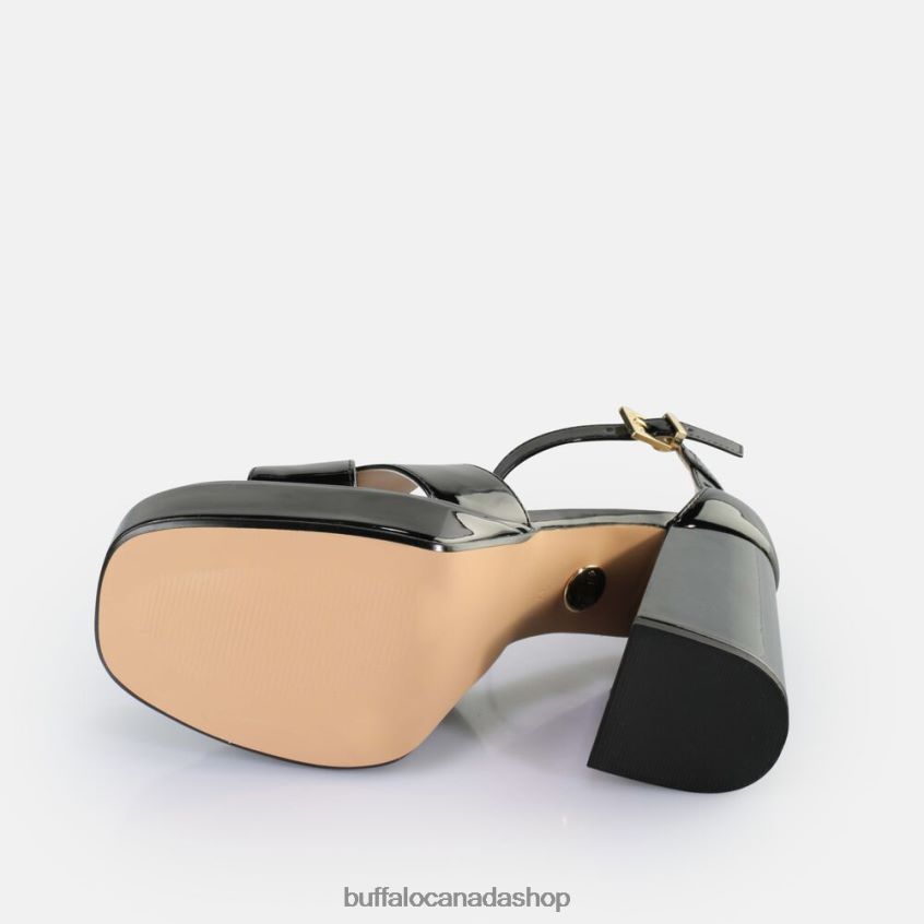 May Cross Heeled Sandals vegan Black Buffalo ZL64TZ526 |Sandals