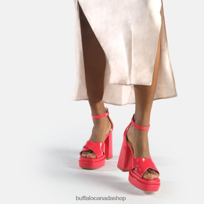 May Cross Heeled Sandals vegan Hot Pink Buffalo ZL64TZ527 |Sandals