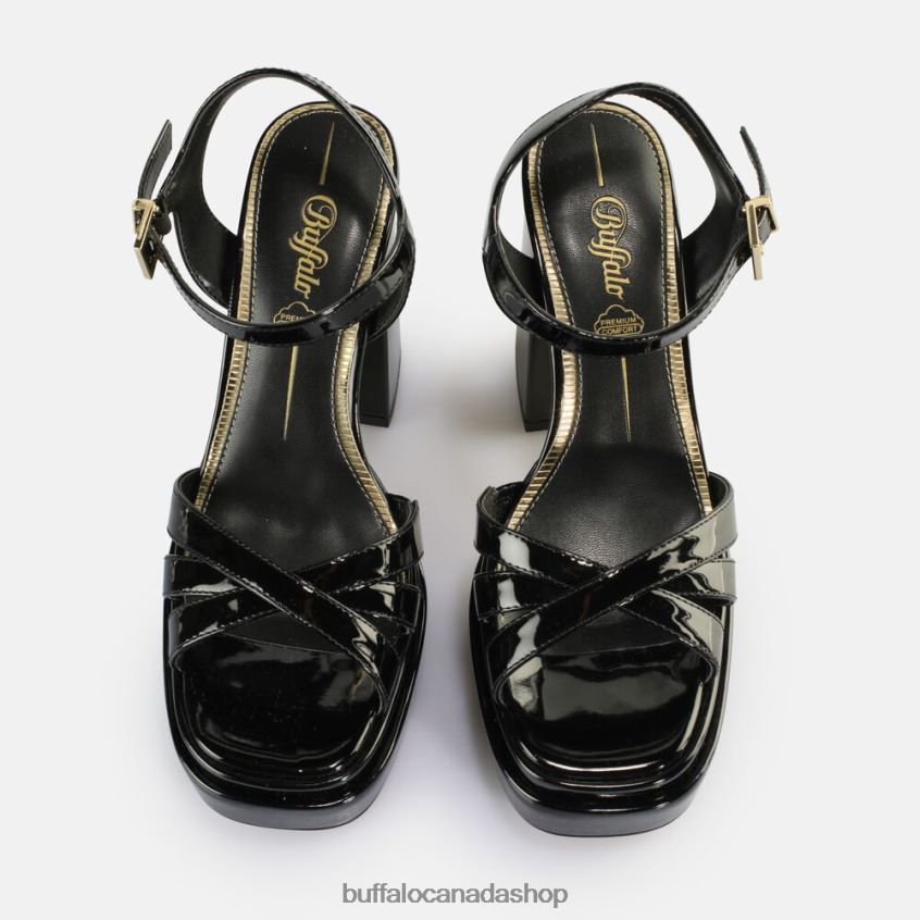 May Donna Heeled Sandals vegan Black Buffalo ZL64TZ251 |Sandals