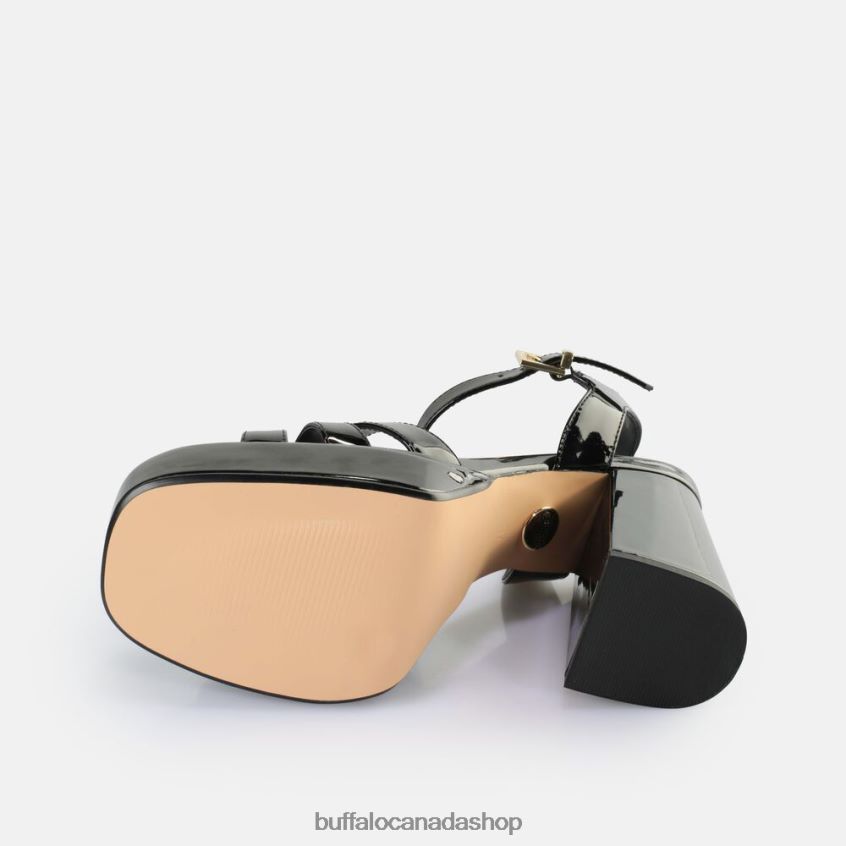 May Donna Heeled Sandals vegan Black Buffalo ZL64TZ251 |Sandals