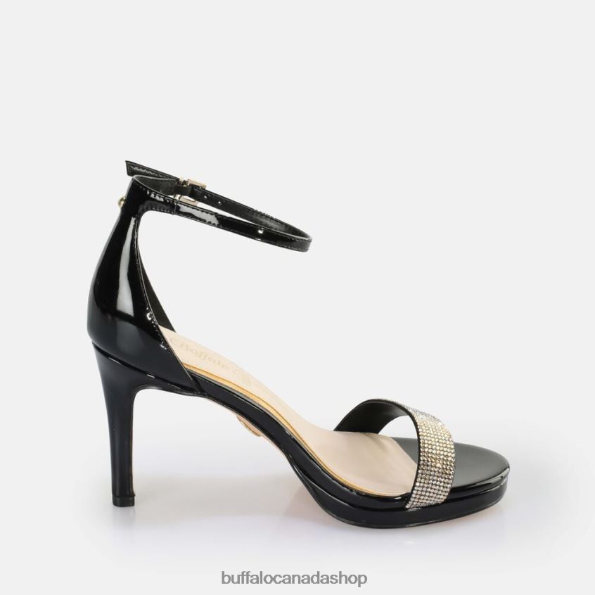 Monroe 2 heeled sandal vegan Black/Gold Buffalo ZL64TZ222 |Sandals