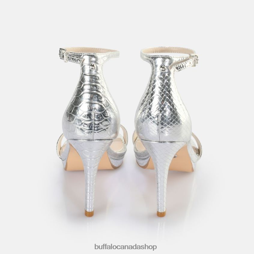 Monroe 2 heeled sandal vegan Snake Silver Buffalo ZL64TZ229 |Sandals