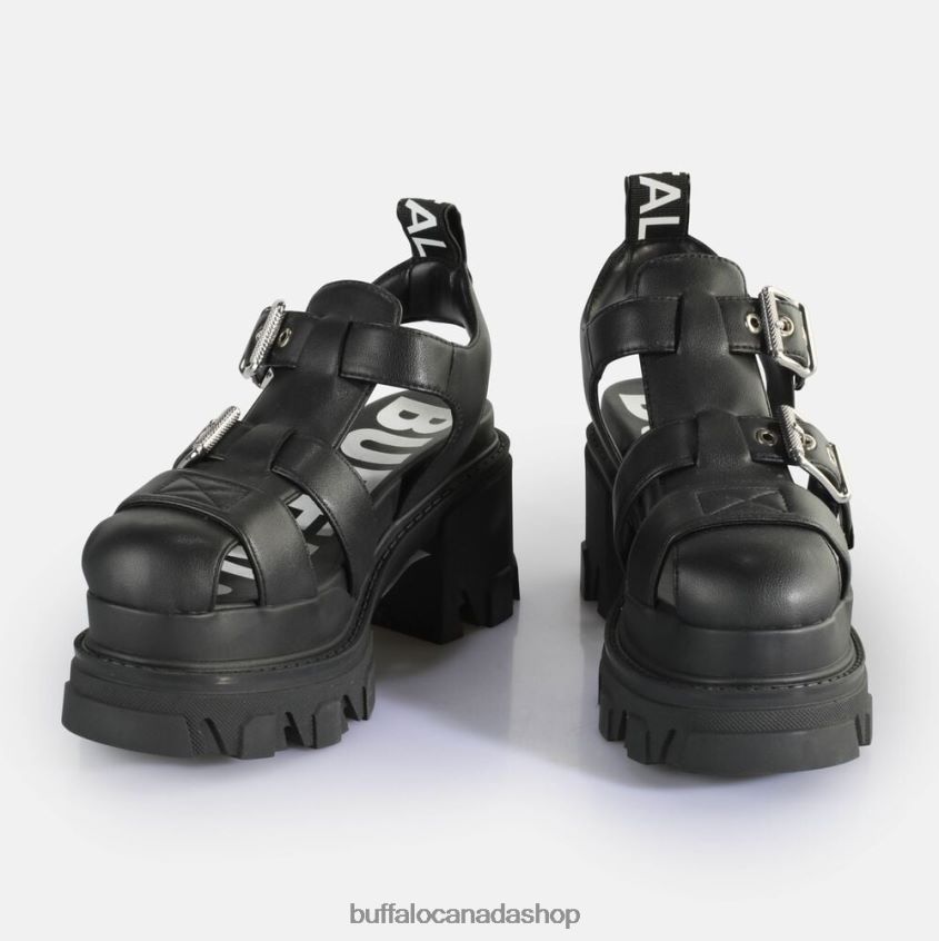 Riot Trawl Heeled Sandals vegan Black Buffalo ZL64TZ84 |Sandals