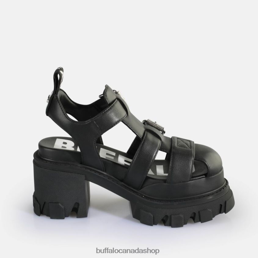 Riot Trawl Heeled Sandals vegan Black Buffalo ZL64TZ84 |Sandals