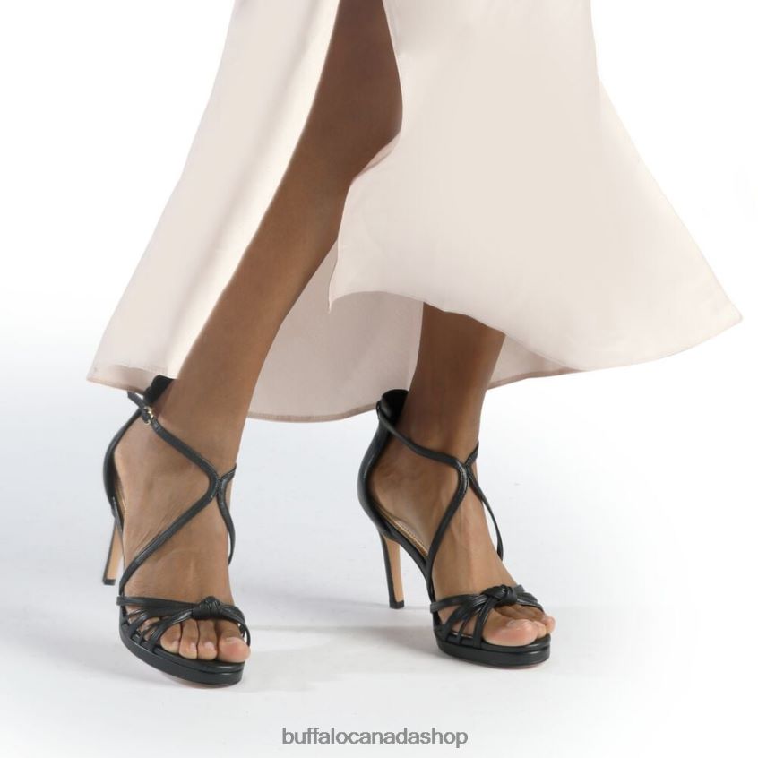 Serena Bow Heeled Sandals vegan Black Buffalo ZL64TZ284 |Sandals