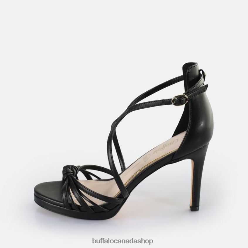 Serena Bow Heeled Sandals vegan Black Buffalo ZL64TZ284 |Sandals