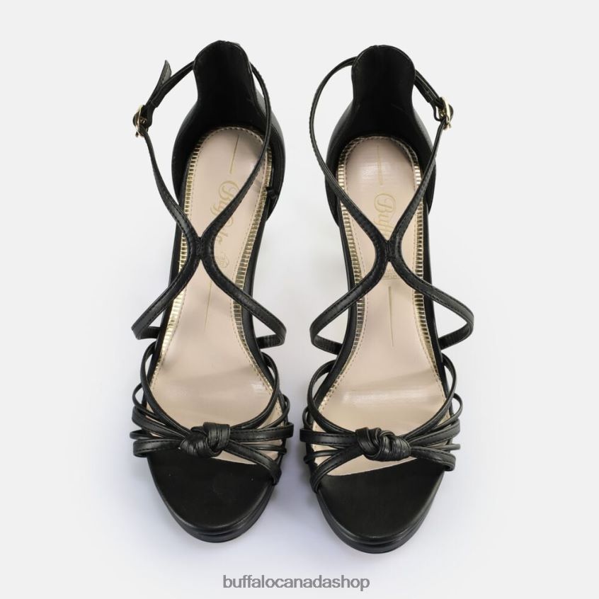 Serena Bow Heeled Sandals vegan Black Buffalo ZL64TZ284 |Sandals
