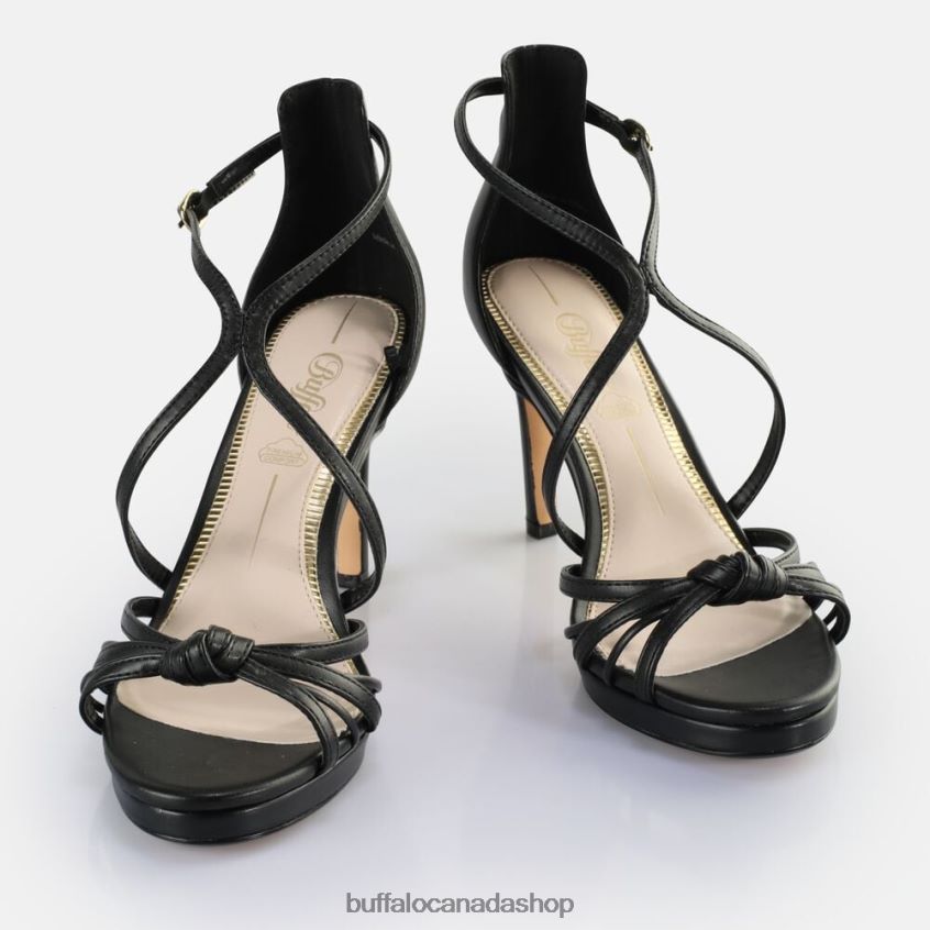 Serena Bow Heeled Sandals vegan Black Buffalo ZL64TZ284 |Sandals