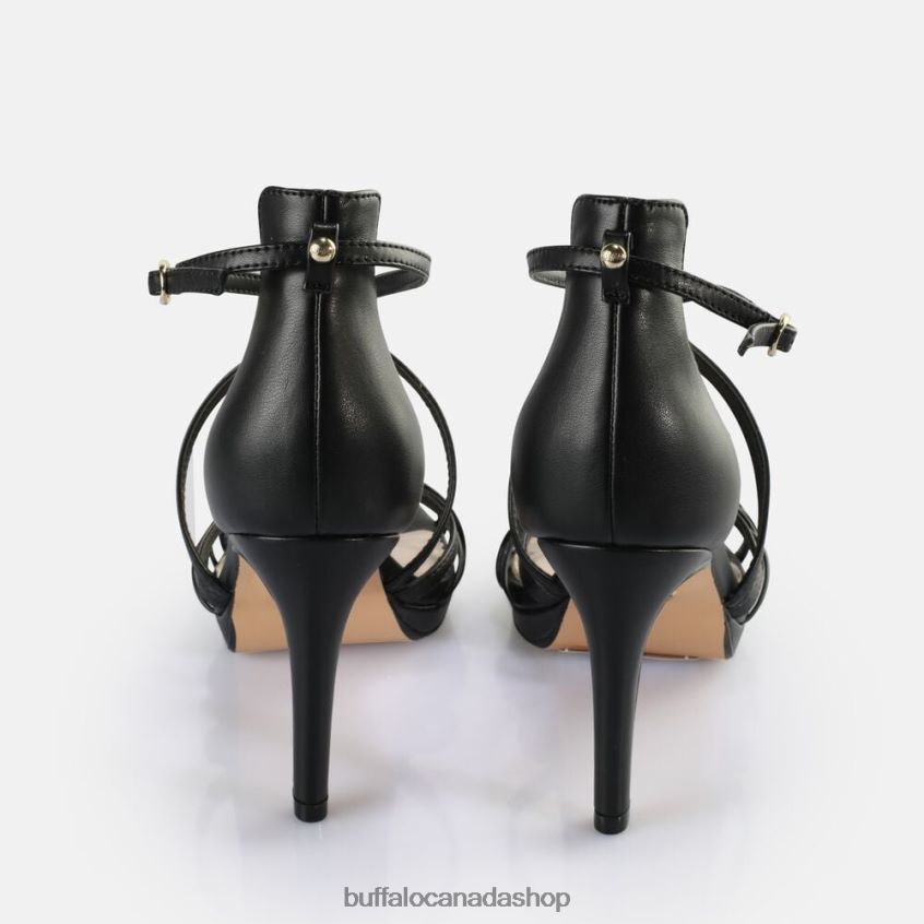 Serena Bow Heeled Sandals vegan Black Buffalo ZL64TZ284 |Sandals