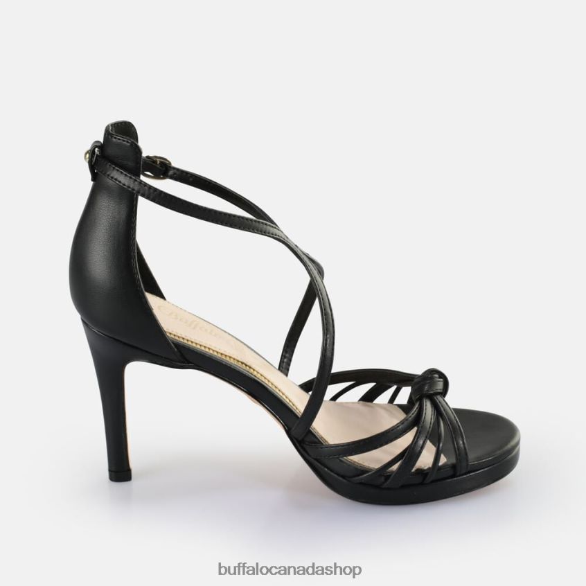 Serena Bow Heeled Sandals vegan Black Buffalo ZL64TZ284 |Sandals