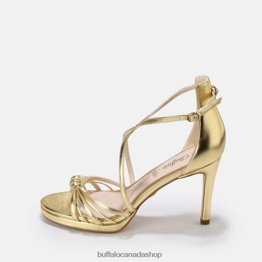 Serena Bow High-Heeled Sandal vegan Gold Buffalo ZL64TZ285 |Sandals