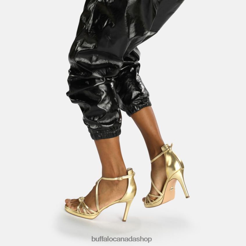 Serena Bow High-Heeled Sandal vegan Gold Buffalo ZL64TZ285 |Sandals