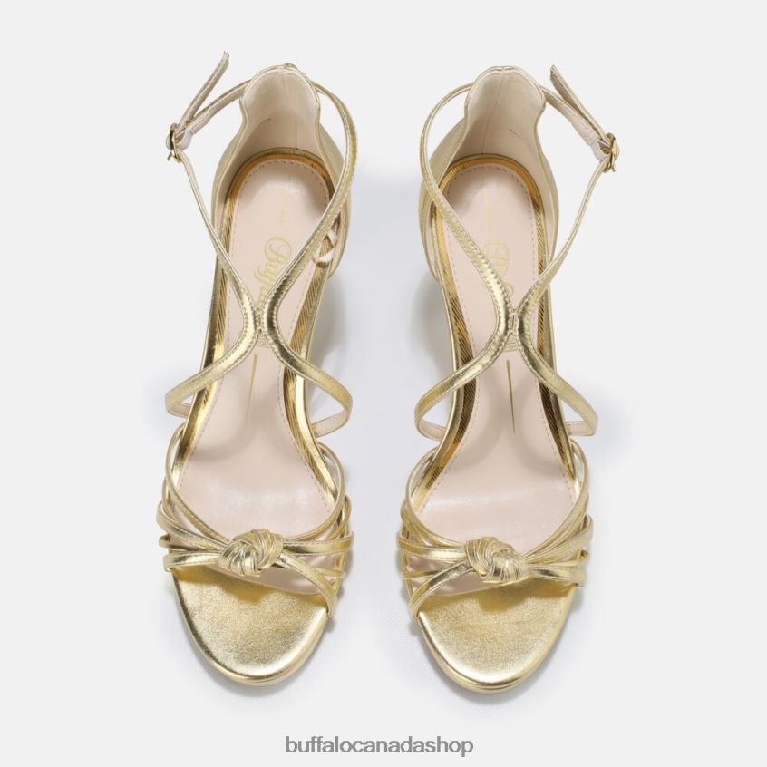 Serena Bow High-Heeled Sandal vegan Gold Buffalo ZL64TZ285 |Sandals