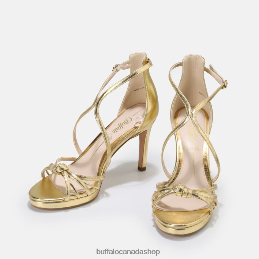 Serena Bow High-Heeled Sandal vegan Gold Buffalo ZL64TZ285 |Sandals