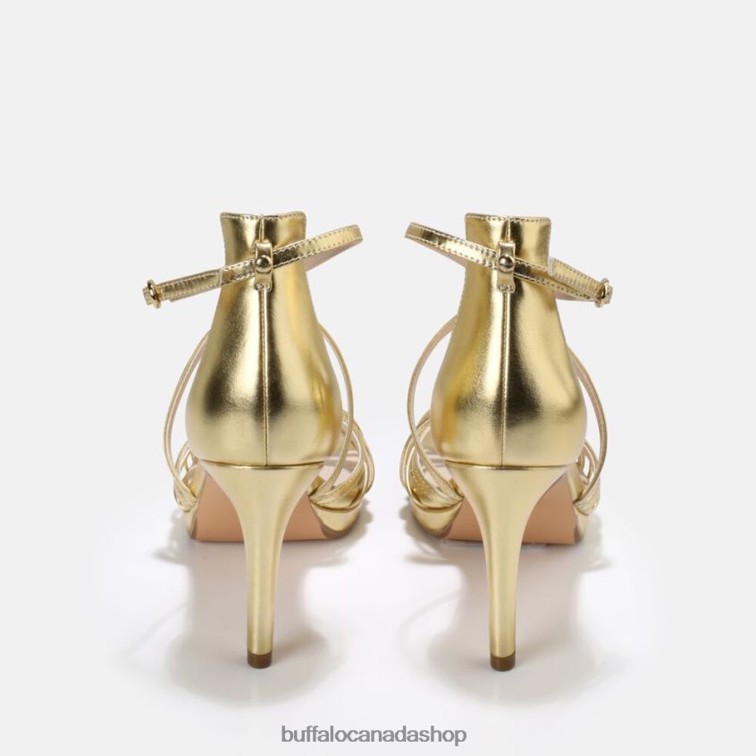 Serena Bow High-Heeled Sandal vegan Gold Buffalo ZL64TZ285 |Sandals